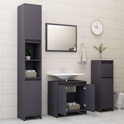 vidaXL Súprava kúpeľňového nábytku, sivá, kompozitné drevo