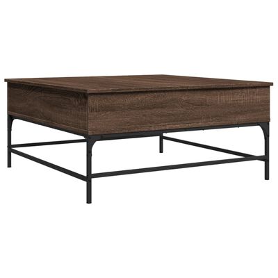 vidaXL Konferenčný stolík, hnedý dub 95x95x45 cm, kompozitné drevo+kov