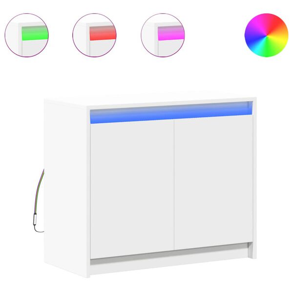 vidaXL Komoda s LED biela 72x34x61 cm kompozitné drevo