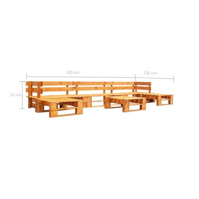 vidaXL 6-dielna záhradná sedacia súprava z paliet, drevo, medovo hnedá