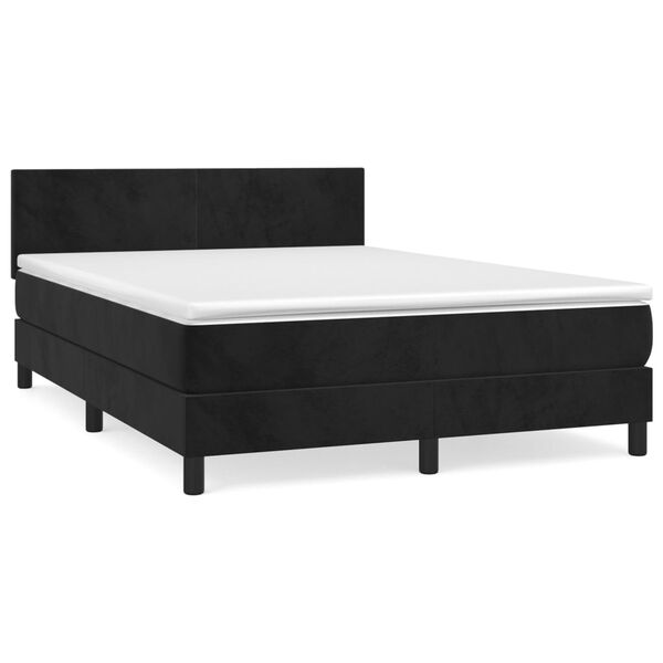 vidaXL Posteľn&yacute; r&aacute;m boxspring s matracom čierny 140x200 cm zamat