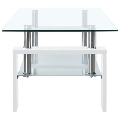 vidaXL Konferenčný stolík biely a priehľadný 95x55x40 cm tvrdené sklo