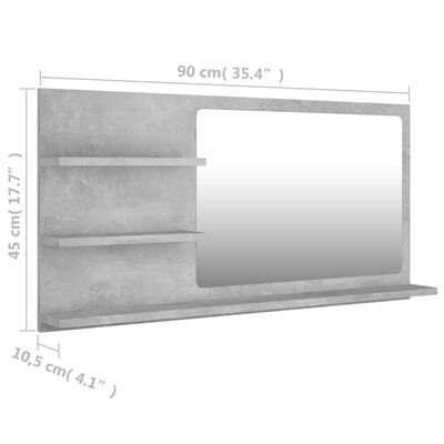 vidaXL Kúpeľňové zrkadlo, betónovo sivé 90x10,5x45cm, kompozitné drevo