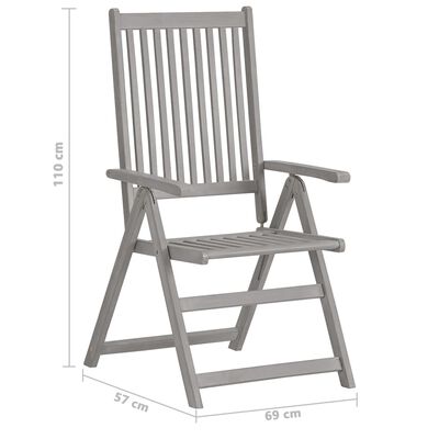 vidaXL Záhradné sklápacie stoličky 3 ks s podložkami akáciový masív