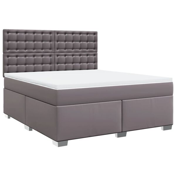 vidaXL Boxspring posteľ s matracom siv&aacute; 180x200 cm umel&aacute; koža