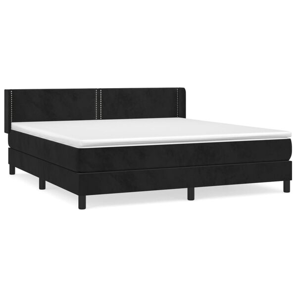 vidaXL Posteľn&yacute; r&aacute;m boxspring s matracom čierny 180x200 cm zamat