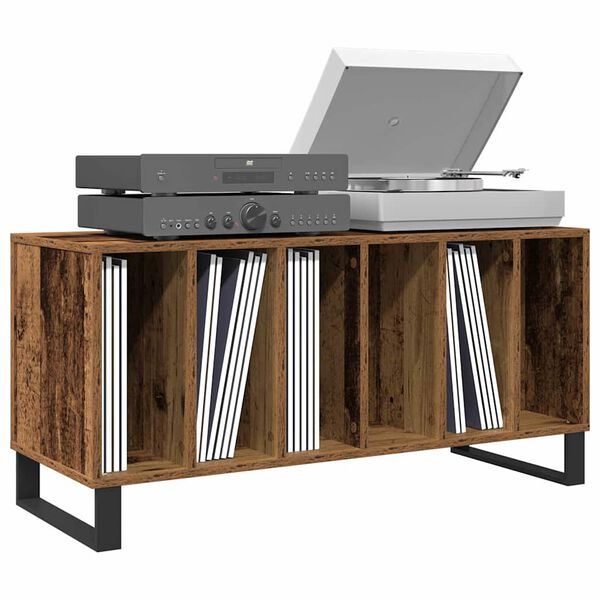 vidaXL Skrinka na gramofónové platne Staré drevo 100 x 38 x 48 cm