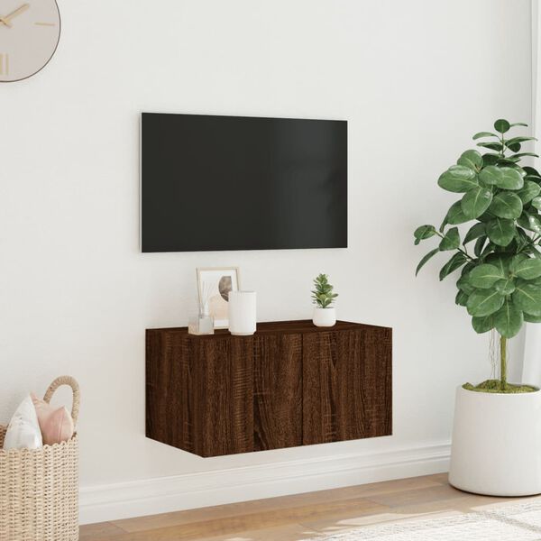 vidaXL TV n&aacute;stenn&aacute; skrinka s LED svetlami hned&yacute; dub 60x35x31 cm