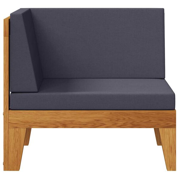 vidaXL Sekčná rohová pohovka a tmavosivé vankúše akáciový masív