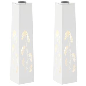 vidaXL Sol&aacute;rne LED svetlo na chodn&iacute;k 2 ks Tepl&aacute; biela 18 x 18 x 80 cm