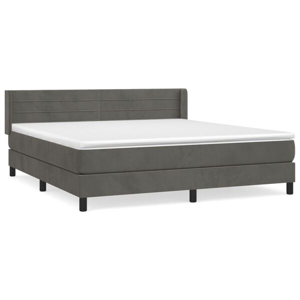 vidaXL Posteľn&yacute; r&aacute;m boxspring s matracom tmavosiv&yacute; 180x200 cm zamat