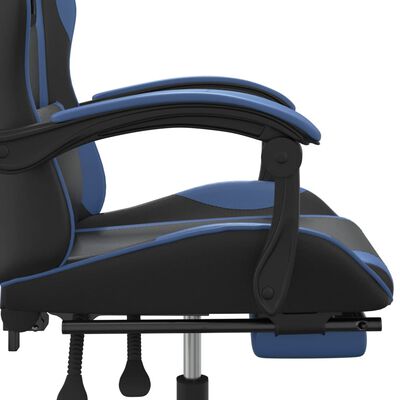 vidaXL Herná stolička s podnožkou čierna a modrá umelá koža