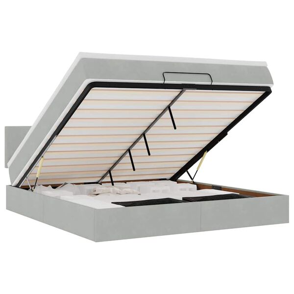 vidaXL Osmansk&aacute; posteľ s matracom Svetlosiv&aacute; 180x200cm Zamat