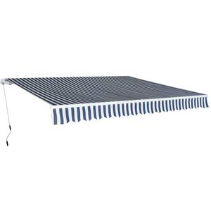 vidaXL Zaťahovacia mark&iacute;za ručne ovl&aacute;dan&aacute; 400 cm modro-biela