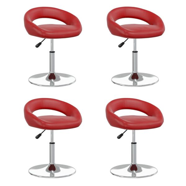 vidaXL Otočn&eacute; jed&aacute;lensk&eacute; stoličky 4 ks v&iacute;novo-červen&eacute; umel&aacute; koža