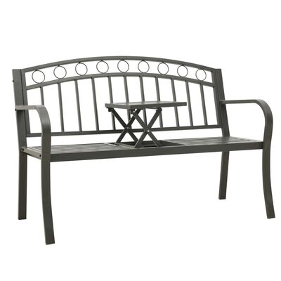 vidaXL Záhradná lavička so stolíkom 125 cm oceľ sivá