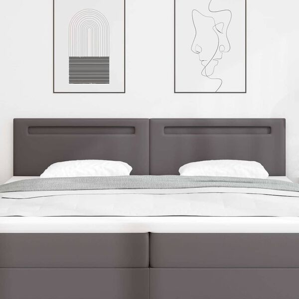 vidaXL LED hlavová doska Sivá 200 cm Umelá koža