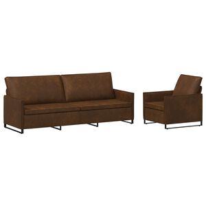 vidaXL Sada pohoviek 2 pcs Hned&aacute; Umel&yacute; semi&scaron;ov&yacute; materi&aacute;l
