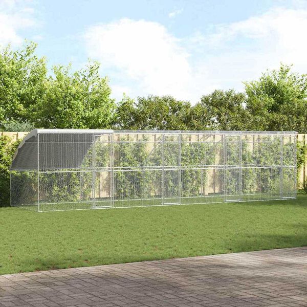 vidaXL Klietka pre sliepky Strieborná 800 x 200 x 198.5 cm