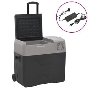 vidaXL Chladiaci box s kolieskom a adapt&eacute;rom čierno-siv&yacute; 30 l PP