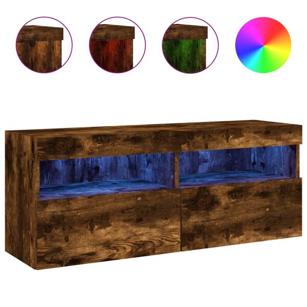 vidaXL TV n&aacute;stenn&aacute; skrinka s LED svetlami dymov&yacute; dub 100x30x40 cm