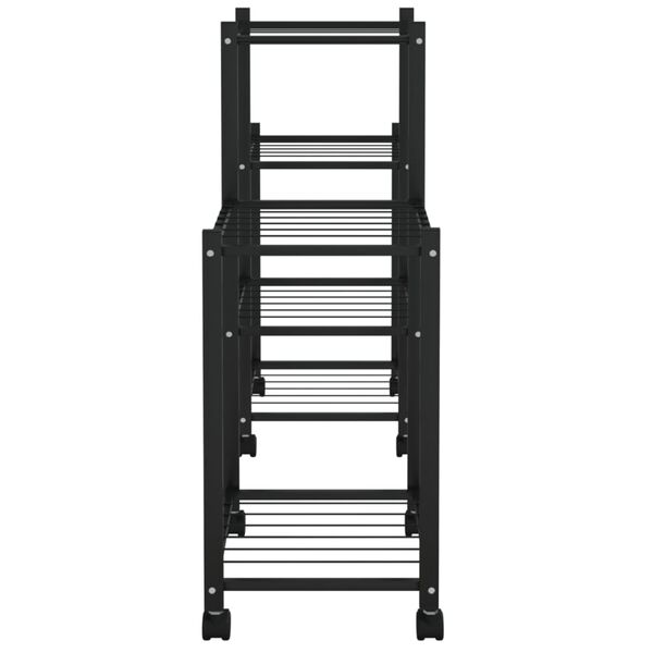 vidaXL Stojan na kvety s kolieskami 83x25x63,5 cm čierny železný