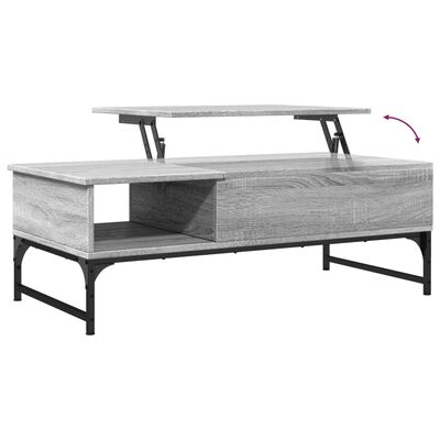 vidaXL Konferenčný stolík sivá sonoma 100x50x35cm kompozitné drevo+kov