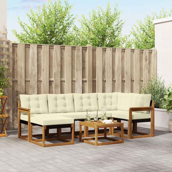 vidaXL Z&aacute;hradn&aacute; s&uacute;prava gaučov s vank&uacute;&scaron;om 7 pcs Pr&iacute;rodn&aacute; a kr&eacute;mov&aacute;