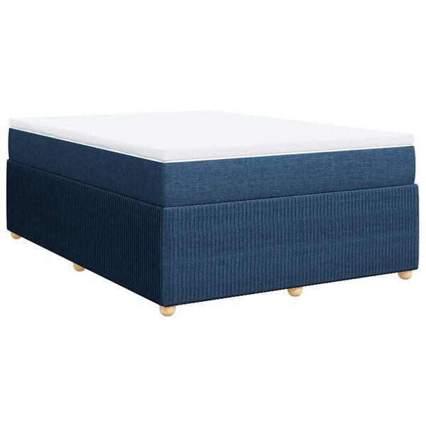 vidaXL Posteľný rám boxspring s matracom modrý 160x200 cm látka