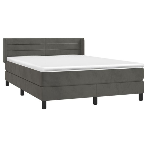 vidaXL Posteľn&yacute; r&aacute;m boxspring s matracom tmavosiv&yacute; 140x190 cm zamat