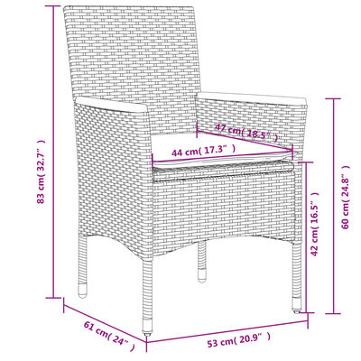 vidaXL Záhradné stoličky s podložkami 2 ks béžové polyratan