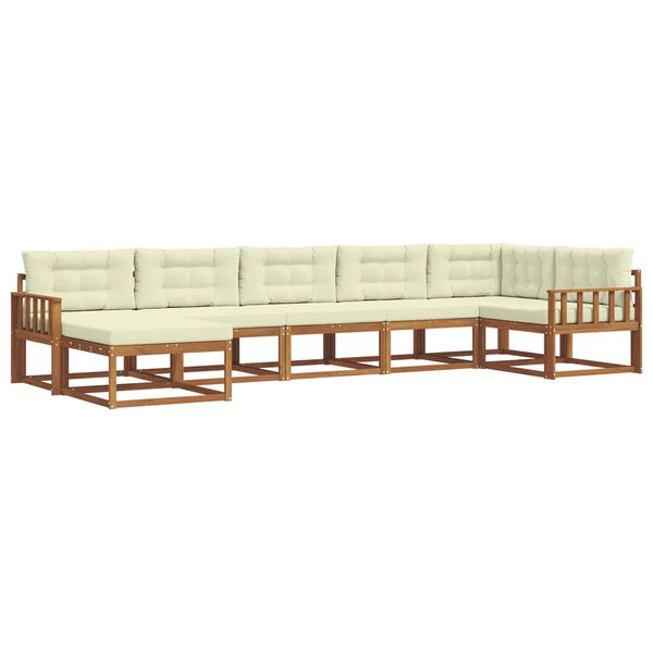 vidaXL Z&aacute;hradn&aacute; s&uacute;prava gaučov s vank&uacute;&scaron;om 7 pcs Pr&iacute;rodn&aacute; a kr&eacute;mov&aacute;