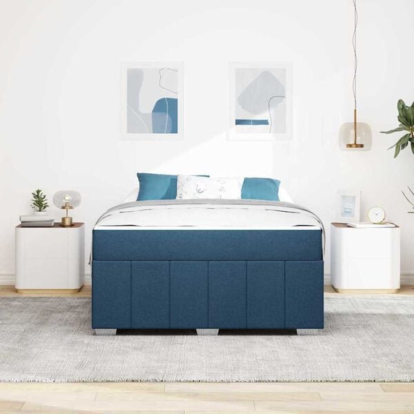 vidaXL R&aacute;m postele s matracmi Modr&aacute; 140 x 200 cm l&aacute;tka