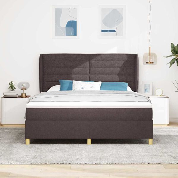 vidaXL Boxspring posteľ s matracom tmavo&scaron;ed&aacute; 90x190 cm Tmavo hned&aacute;