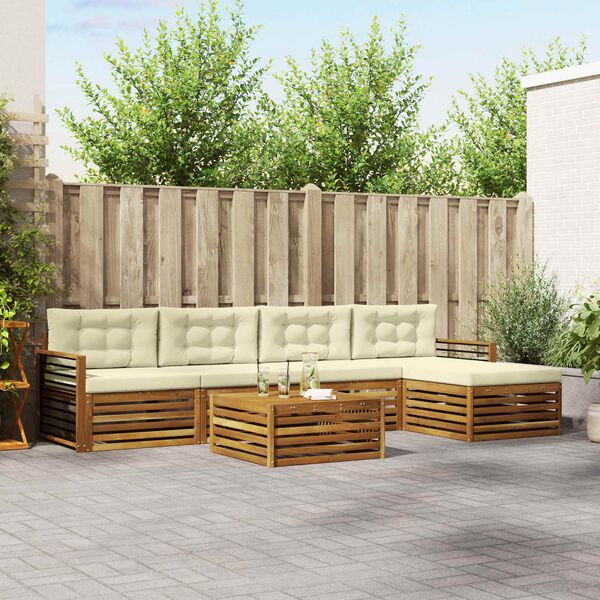 vidaXL Z&aacute;hradn&aacute; s&uacute;prava gaučov s vank&uacute;&scaron;om 6 pcs Pr&iacute;rodn&aacute; a kr&eacute;mov&aacute;