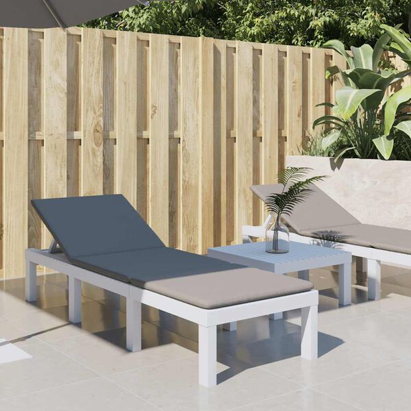 vidaXL Leh&aacute;tko na opaľovanie s vank&uacute;&scaron;ikmi biele PP