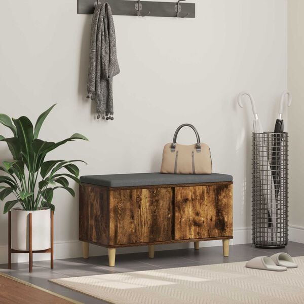 vidaXL Predsieňov&aacute; lavica s vank&uacute;&scaron;om Dymov&aacute; dub 80 x 38 x 46 cm