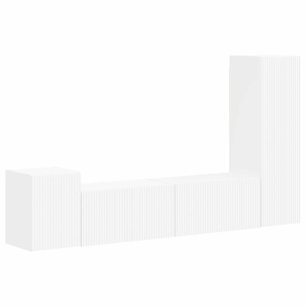 vidaXL Zostava TV skriniek N&aacute;stenn&yacute; 4 pcs Biela Kompozitn&eacute; drevo