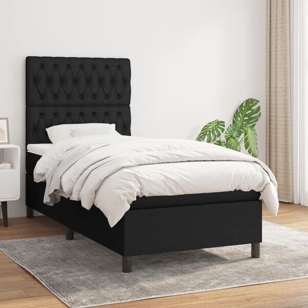 vidaXL Boxspring posteľ s matracom čierna 100x200 cm l&aacute;tka