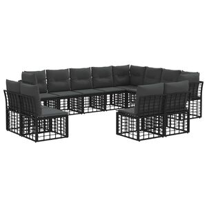 vidaXL Z&aacute;hradn&aacute; s&uacute;prava gaučov 12 pcs Čierna a tmavo&scaron;ed&aacute; Polyester