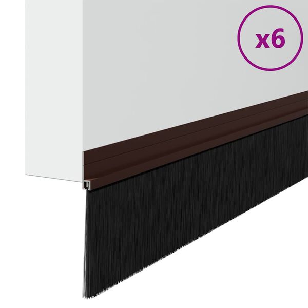 vidaXL Samolepiace tesnenia dver&iacute; s kefou 6 pcs Hned&aacute; 100 cm