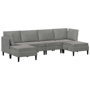 vidaXL S&uacute;prava n&aacute;bytku do ob&yacute;vačky s vank&uacute;&scaron;om 6 pcs Svetlosiv&aacute; Zamat