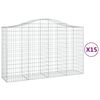 vidaXL Obl&uacute;kov&eacute; gabionov&eacute; ko&scaron;e 15 ks 200x50x120/140 cm pozink. železo