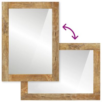 vidaXL Zrkadlo do kúpeľne 50x70x2,5 cm masívny mangovník a sklo