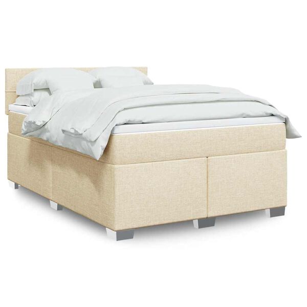 vidaXL Boxspring posteľ s matracom kr&eacute;mov&yacute; 140x190 cm l&aacute;tka