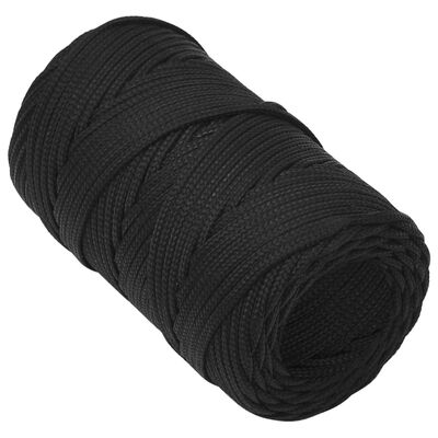 vidaXL Lodné lano čierne 2 mm 100 m polypropylén