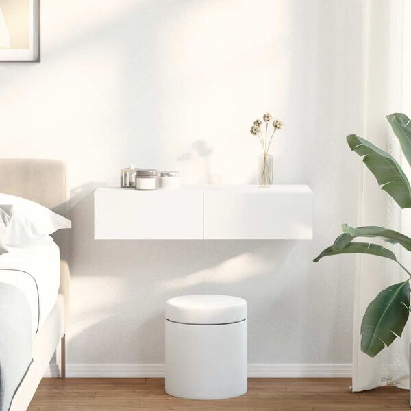 vidaXL N&aacute;stenn&aacute; polica so z&aacute;suvkami biela 80x33x17 cm kompozitn&eacute; drevo