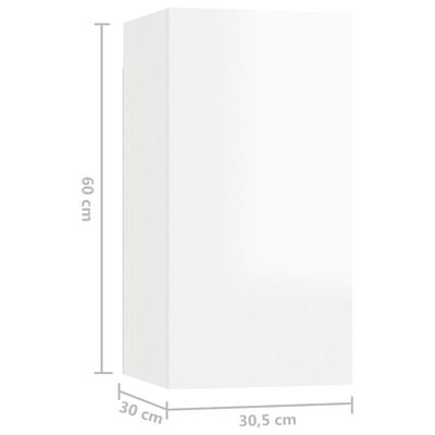 vidaXL TV skrinky 7 ks vysokolesklé biele 30,5x30x60 cm drevotrieska