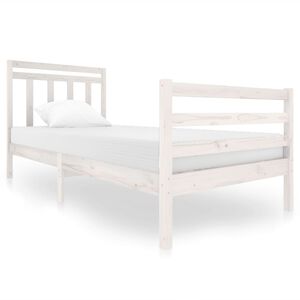 vidaXL Posteľn&yacute; r&aacute;m biely mas&iacute;vne drevo 90x200 cm