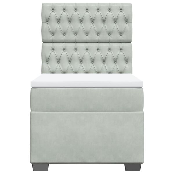 vidaXL Posteľn&yacute; r&aacute;m boxsping s matracom bledosiv&yacute; 100x200 cm zamat